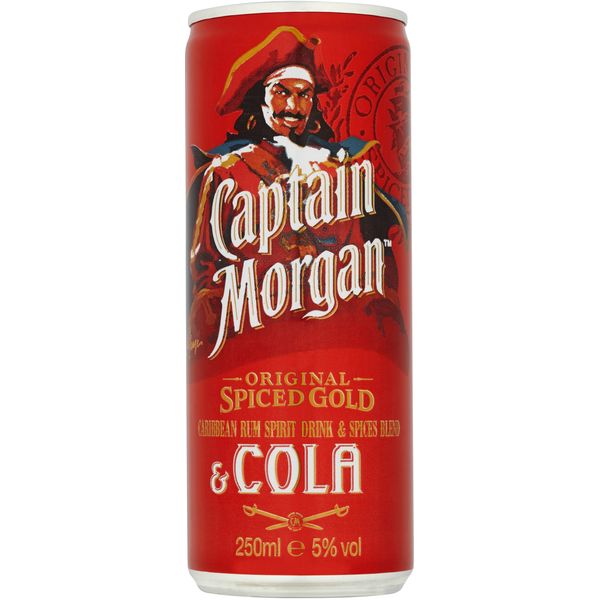 Captain Original Spiced Gold Rum & Cola 5, 250 ml x 12