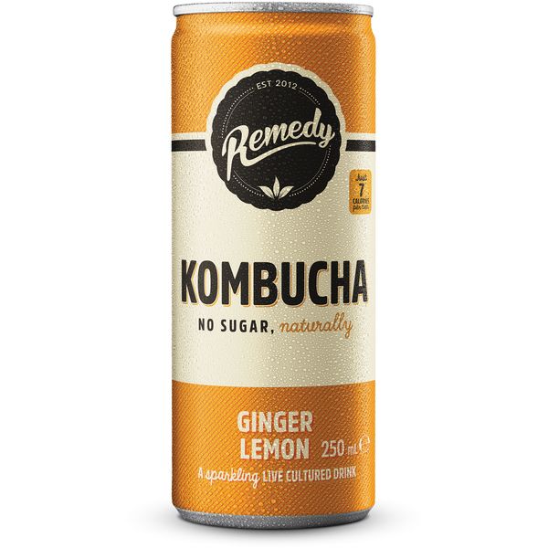 Remedy Kombucha Ginger Lemon, 250 ml x 12